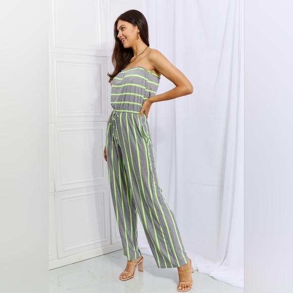 Sew In Love Pop Of Color Full Size Sleeveless Striped Jumpsuit - Picture 5 of 9